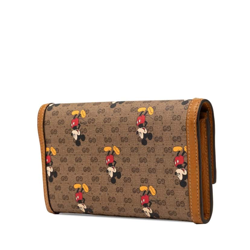 Gucci Disney Micro GG Supreme Mickey Mouse Continental Wallet Brown Very good condition - Back View