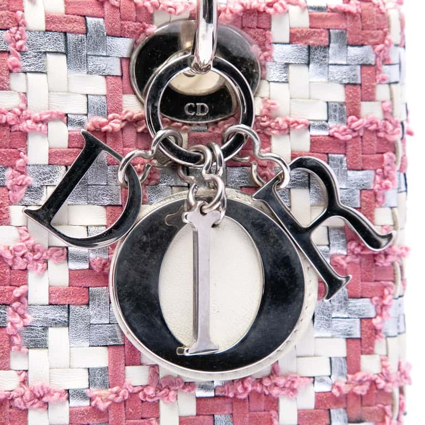 Dior Medium Lambskin And Tweed Lady Dior Pink Leather Very good condition - Box View