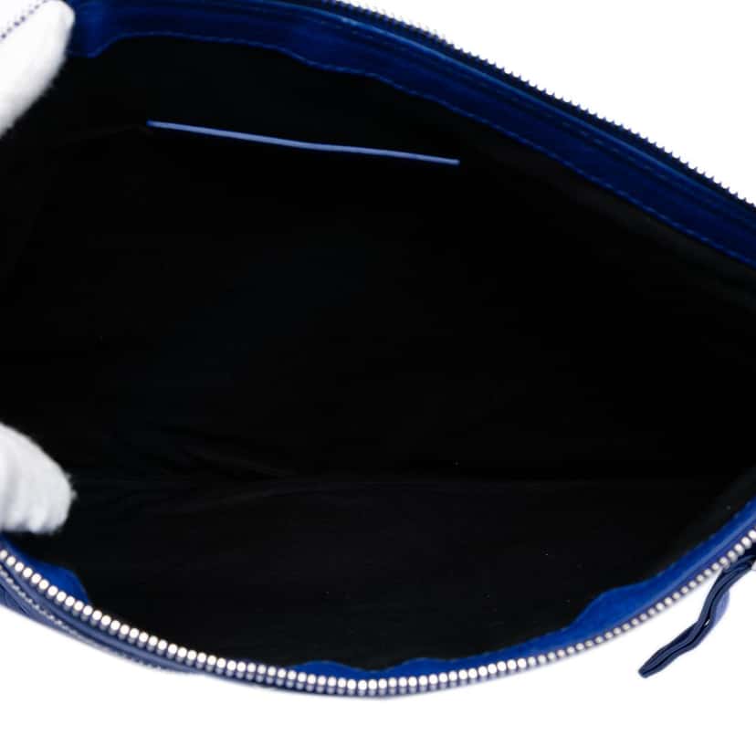Balenciaga Lambskin Motocross Classic Clip M Clutch Blue Leather Very good condition - Model View