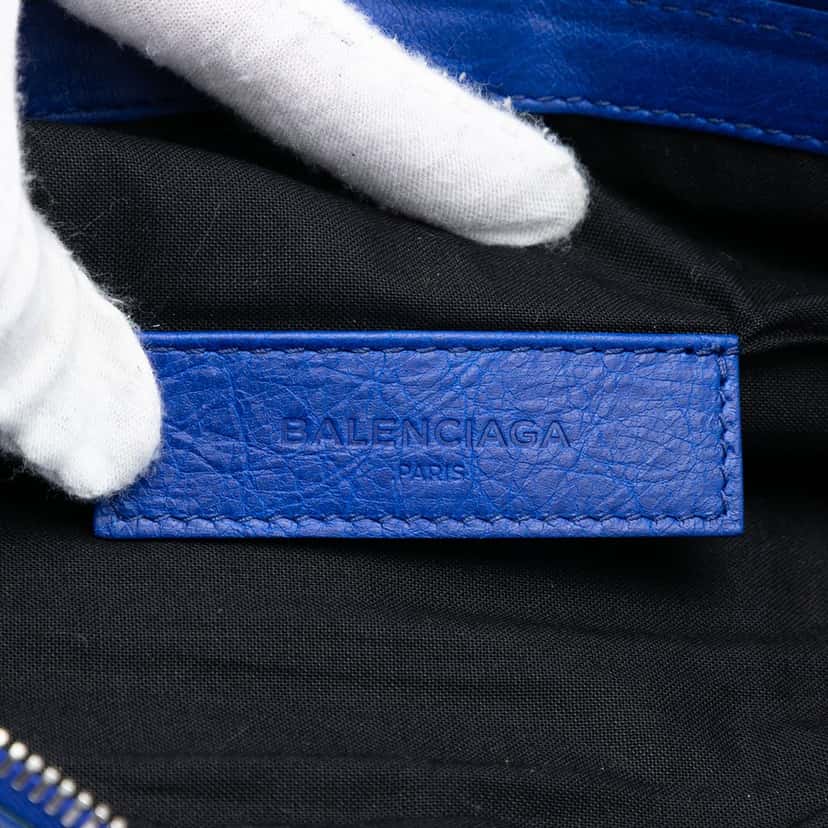 Balenciaga Lambskin Motocross Classic Clip M Clutch Blue Leather Very good condition - Box View