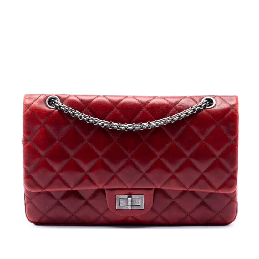 Chanel Quilted Lambskin Reissue 2.55 Double Flap 227 Red Leather Very good condition - Front View
