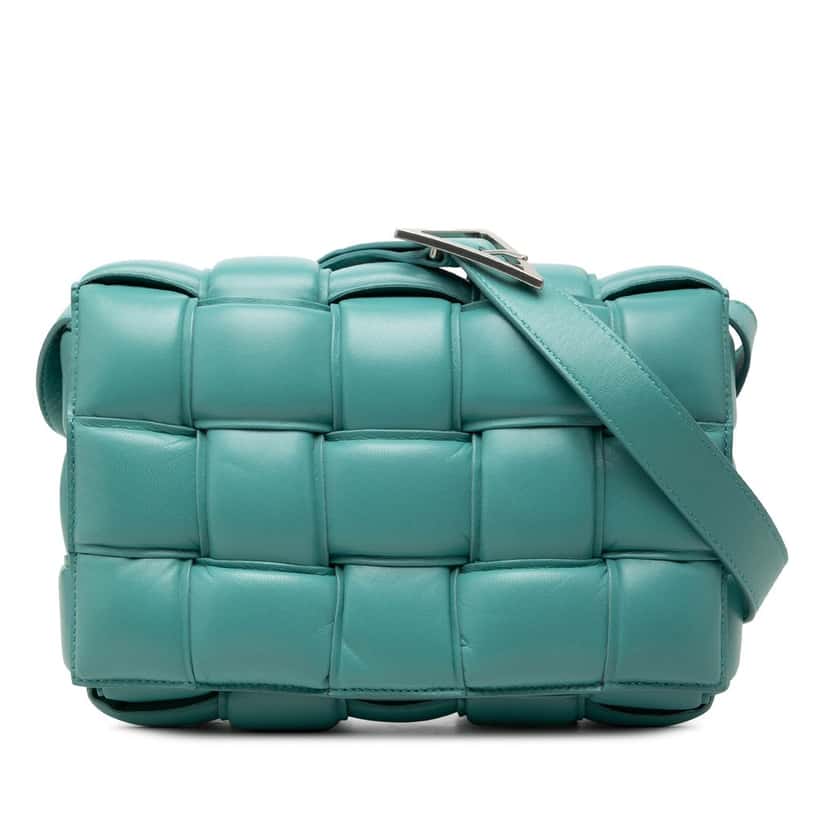 Bottega Veneta Nappa Intrecciato Padded Cassette Crossbody Blue Leather Very good condition - Front View