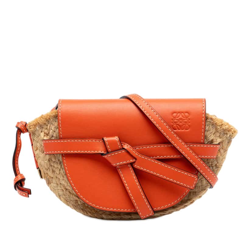 Loewe Mini Raffia Gate Crossbody Beige Very good condition - Front View