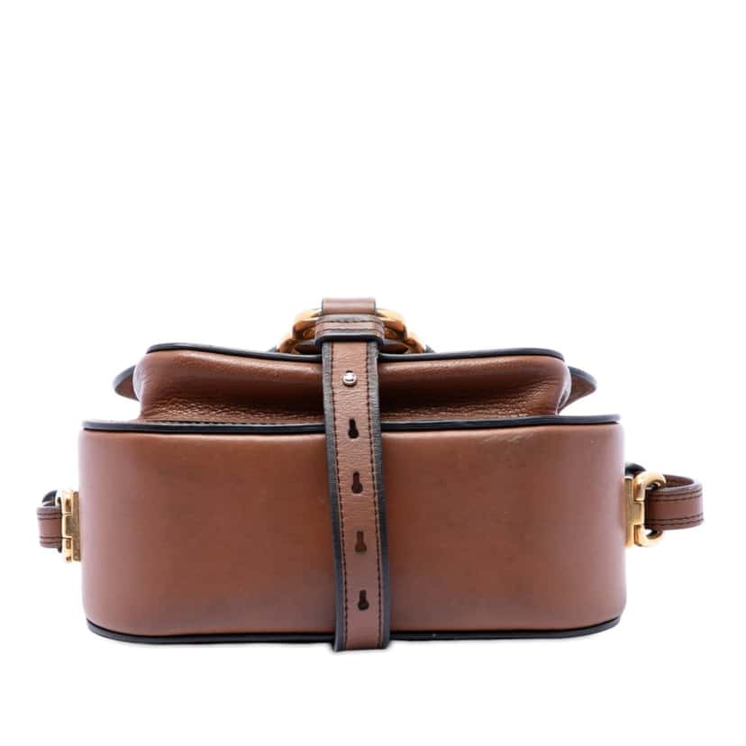 Miu Miu Mini Goatskin Madras Dahlia Satchel Brown Leather Very good condition - Inside View