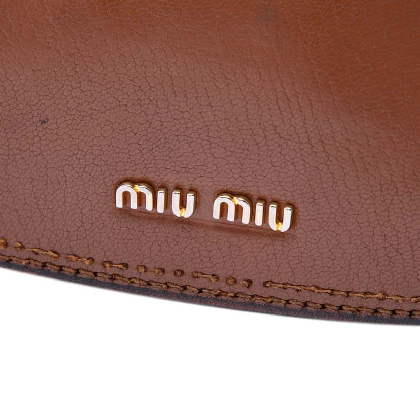 Miu Miu Mini Goatskin Madras Dahlia Satchel Brown Leather Very good condition - Box View