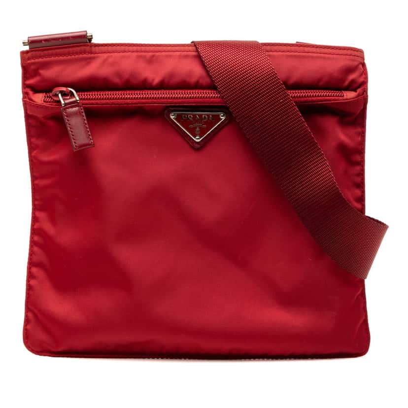 Prada Tessuto Zip Top Crossbody Red Very good condition - Front View