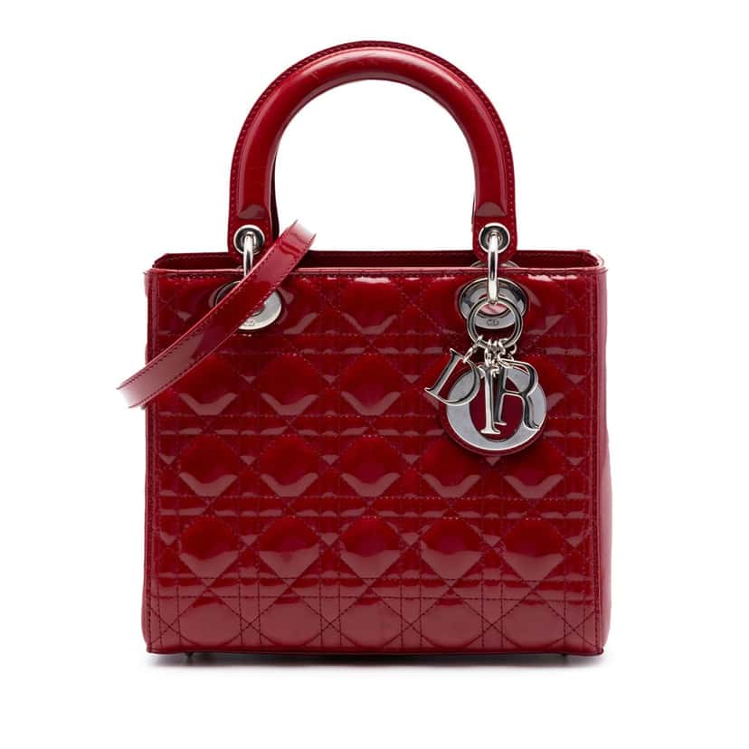 Dior Medium Patent Cannage Lady Dior Red Leather Very good condition - Front View