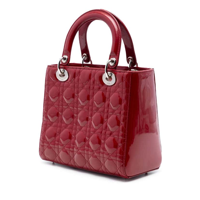 Dior Medium Patent Cannage Lady Dior Red Leather Very good condition - Back View