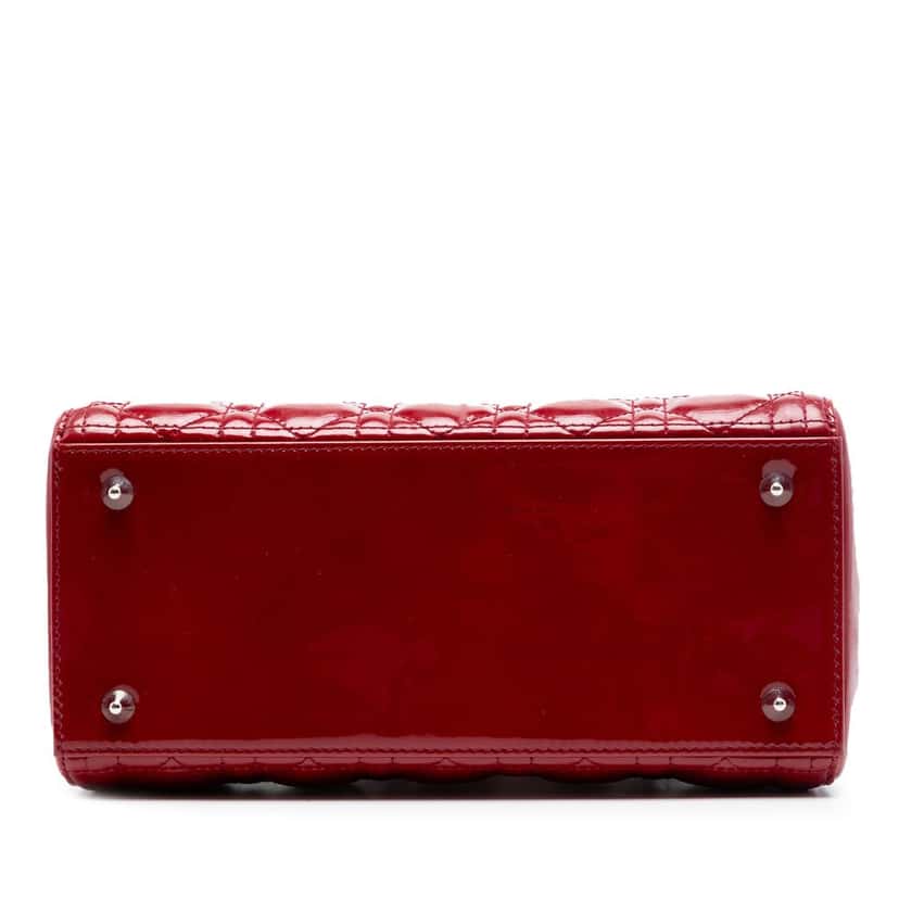 Dior Medium Patent Cannage Lady Dior Red Leather Very good condition - Inside View
