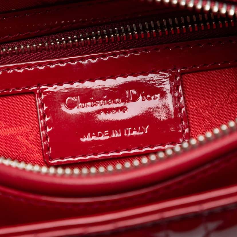 Dior Medium Patent Cannage Lady Dior Red Leather Very good condition - Box View