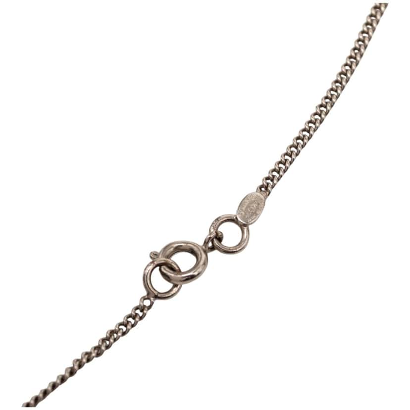 Chanel CC Brass Strass Pendant Necklace Silver Metal Very good condition - Model View