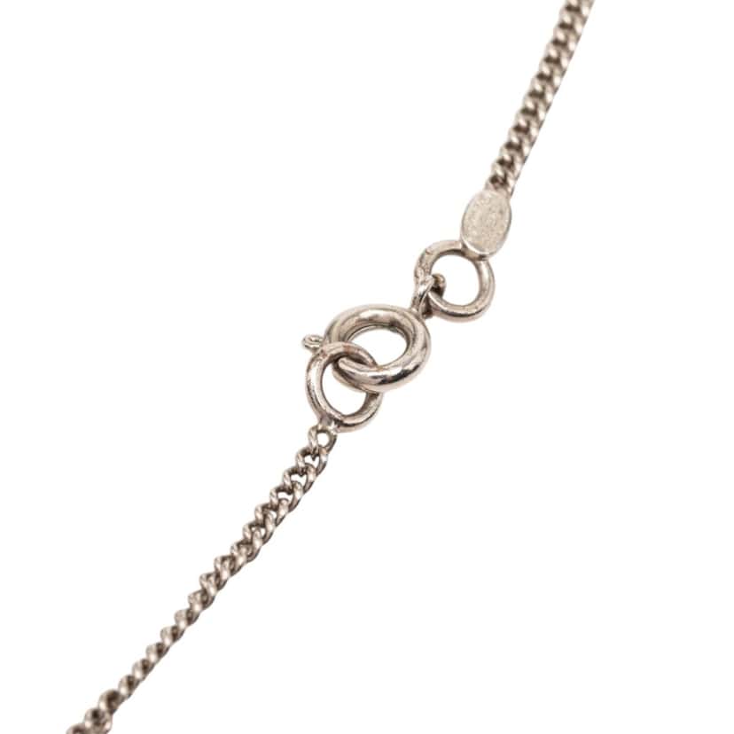 Chanel CC Brass Strass Pendant Necklace Silver Metal Very good condition - Box View