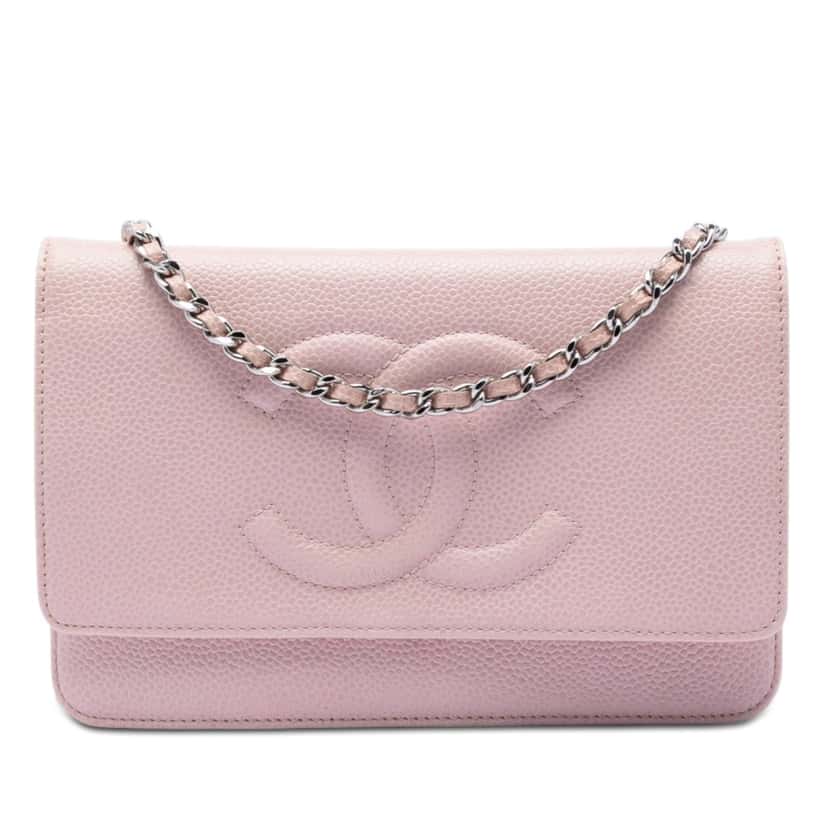 Chanel CC Caviar Wallet On Chain Pink Leather Very good condition - Front View