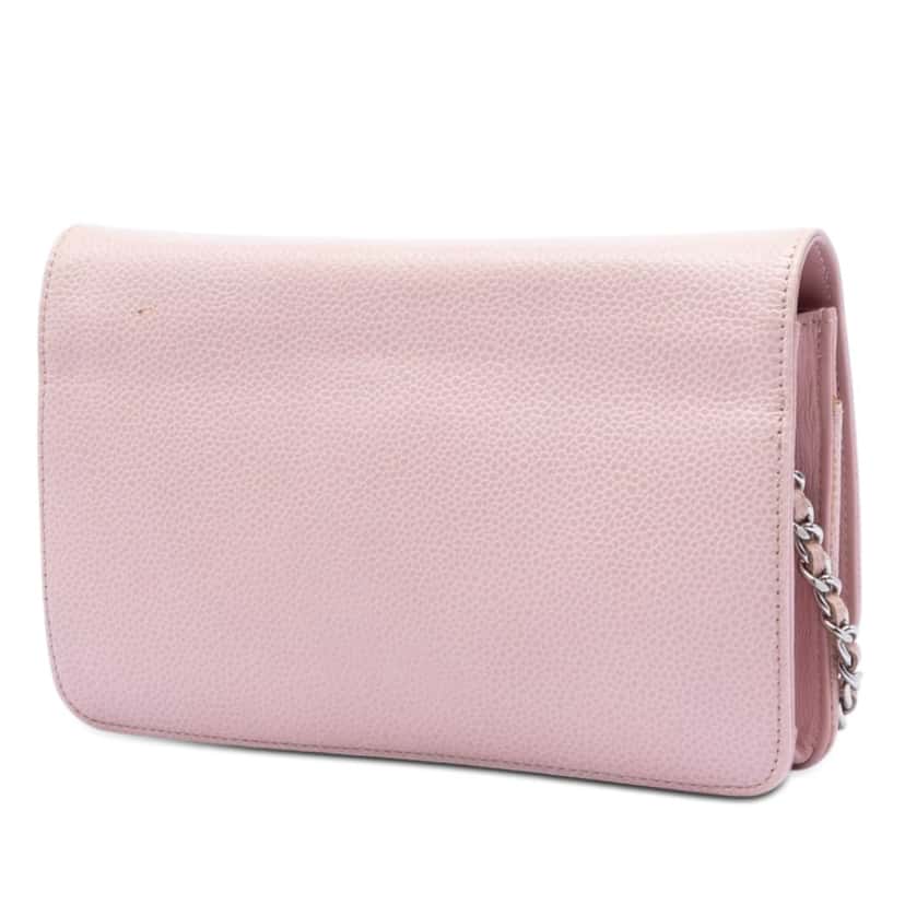 Chanel CC Caviar Wallet On Chain Pink Leather Very good condition - Back View