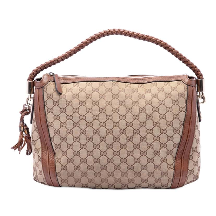Gucci Medium GG Canvas Bella Shoulder Bag Beige Very good condition - Front View