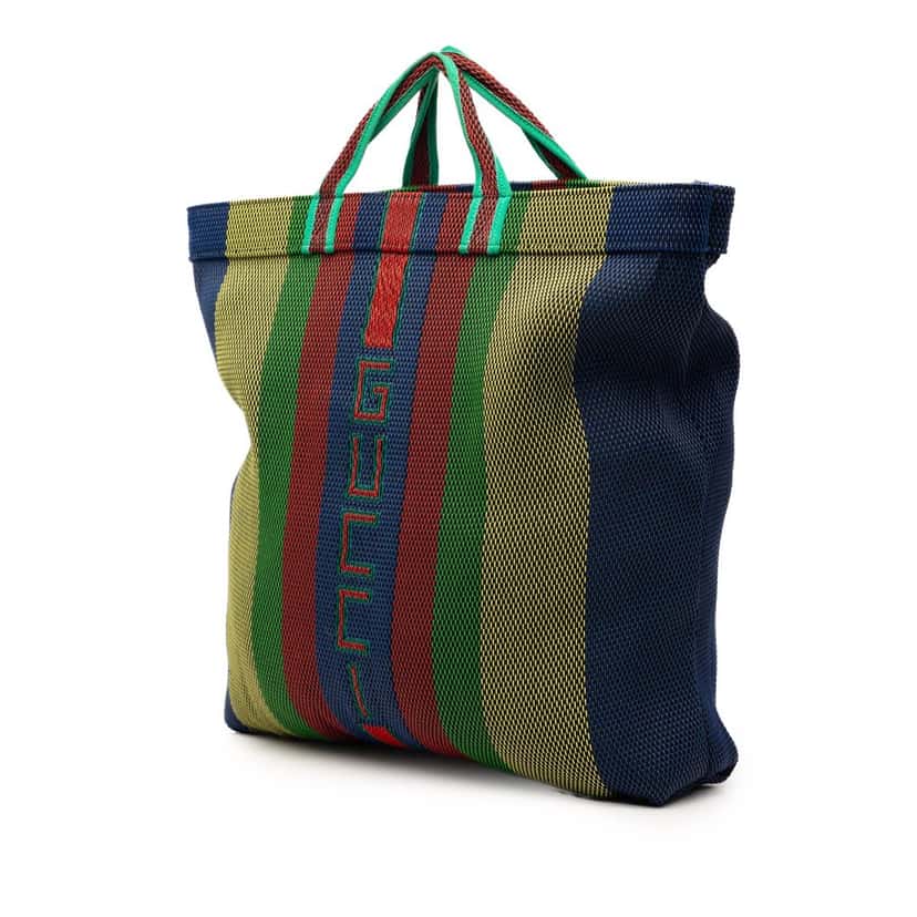 Gucci Woven Rubber Web Logo Tote Blue Very good condition - Back View