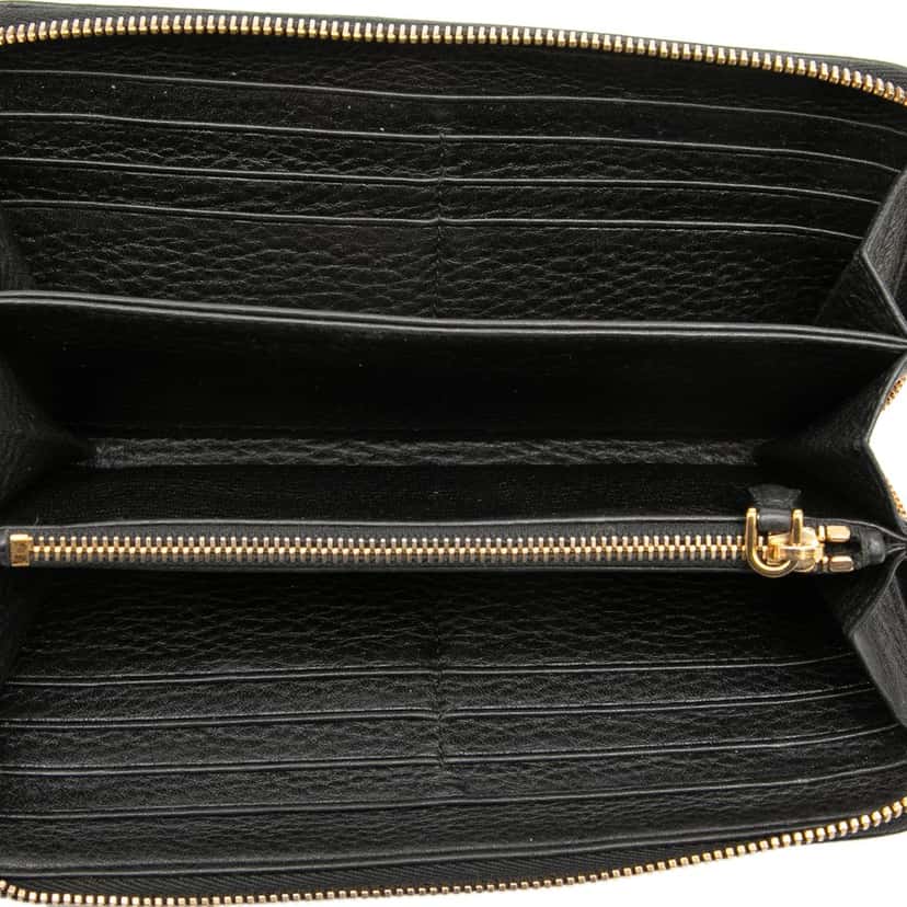 Prada Saffiano Zip Around Long Wallet Black Leather Very good condition - Model View