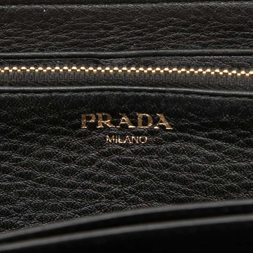 Prada Saffiano Zip Around Long Wallet Black Leather Very good condition - Box View