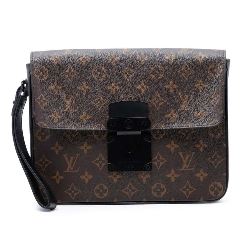 Louis Vuitton Monogram Macassar S Lock A4 Pouch Brown Very good condition - Front View