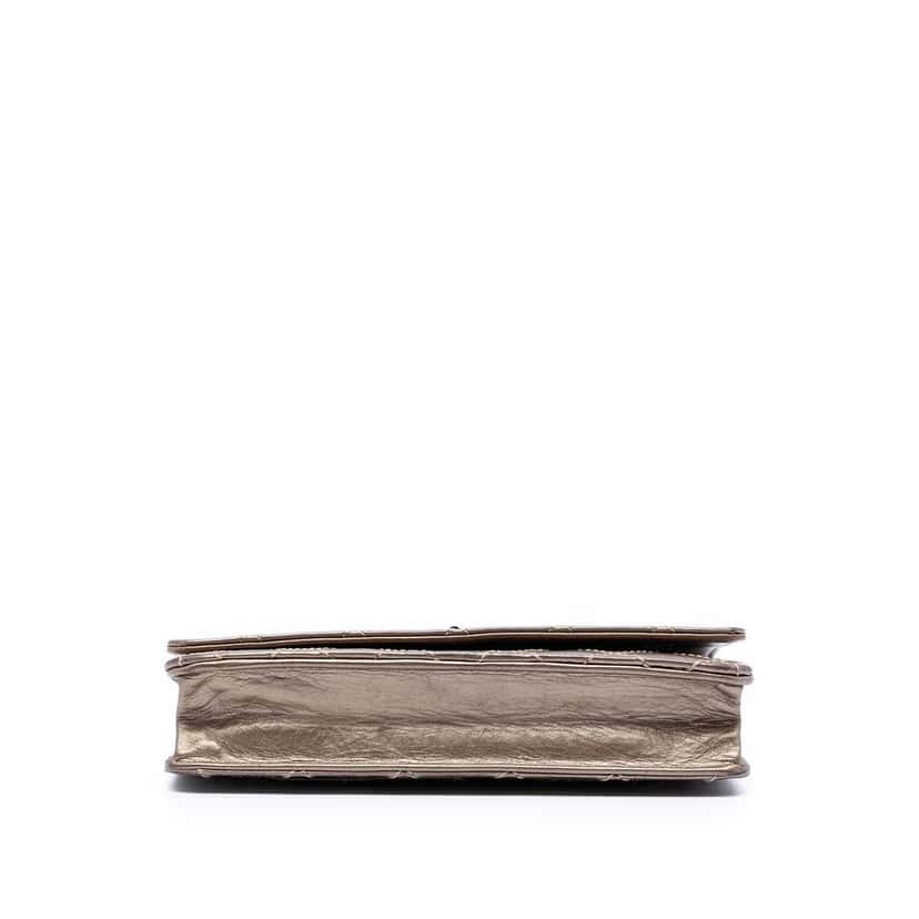 Chanel Quilted Metallic Aged Calfskin Reissue 2.55 Wallet on Chain Brown Leather Very good condition - Inside View
