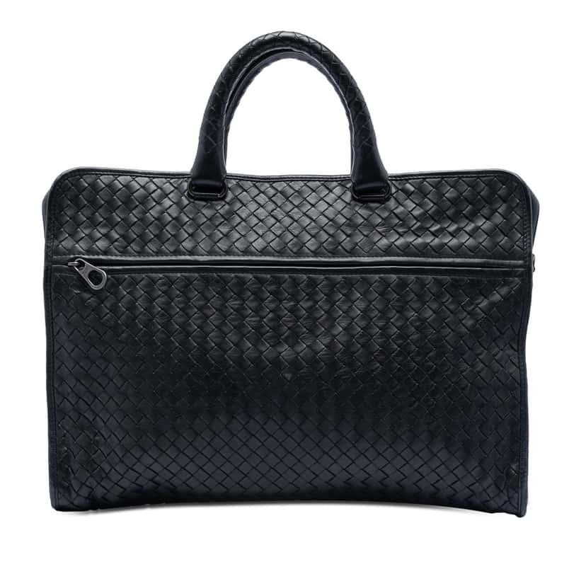 Bottega Veneta Nappa Intrecciato Business Bag Black Leather Very good condition - Front View