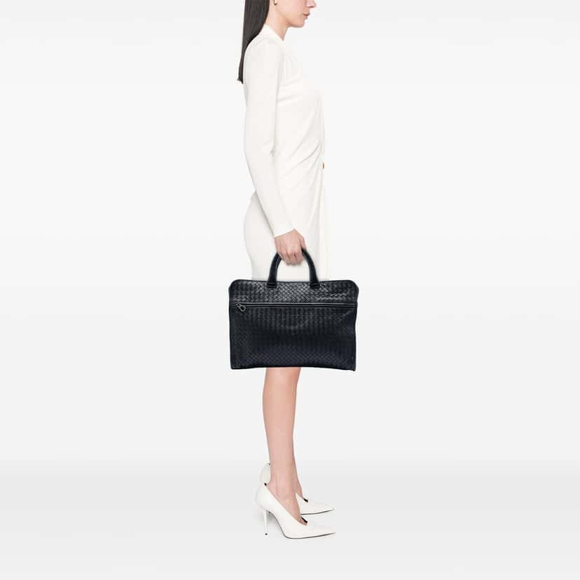 Bottega Veneta Nappa Intrecciato Business Bag Black Leather Very good condition - Box View
