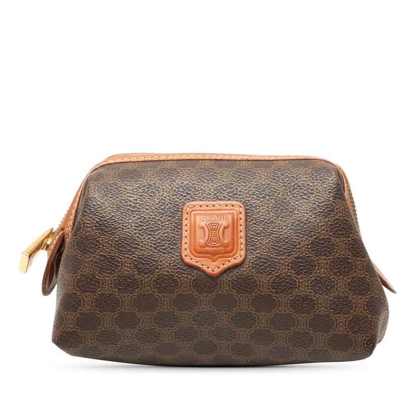 Celine Macadam Coated Canvas Pouch Brown Very good condition - Front View
