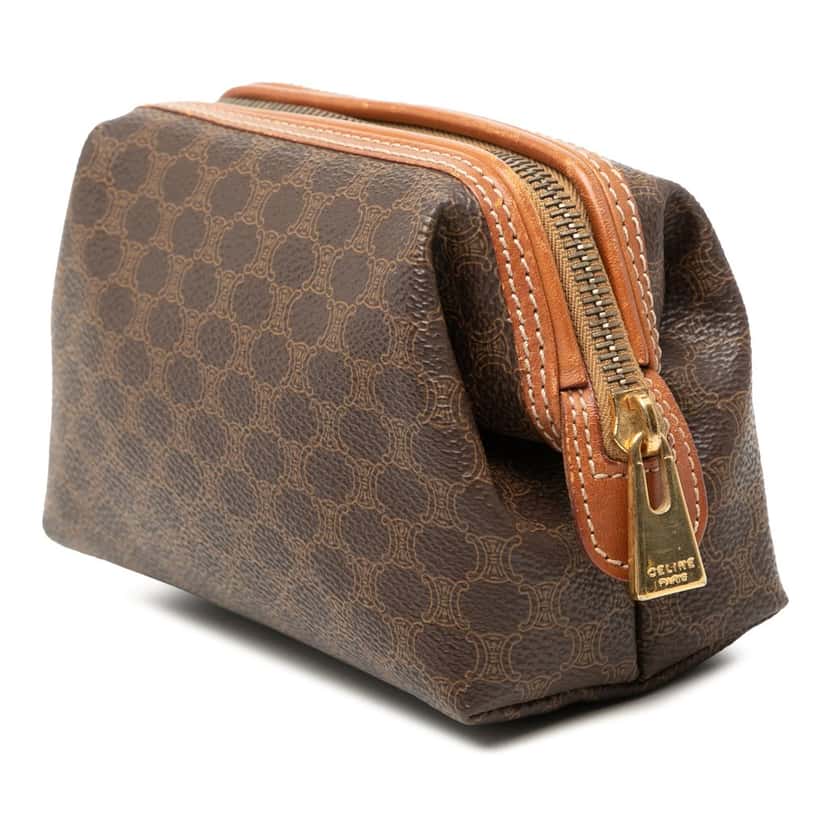 Celine Macadam Coated Canvas Pouch Brown Very good condition - Back View