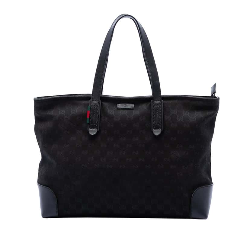Gucci GG Canvas Web Tote Black Very good condition - Front View