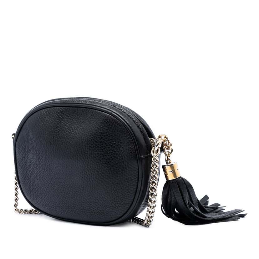 Gucci Mini Pebbled Calfskin Soho Chain Crossbody Black Leather Very good condition - Back View