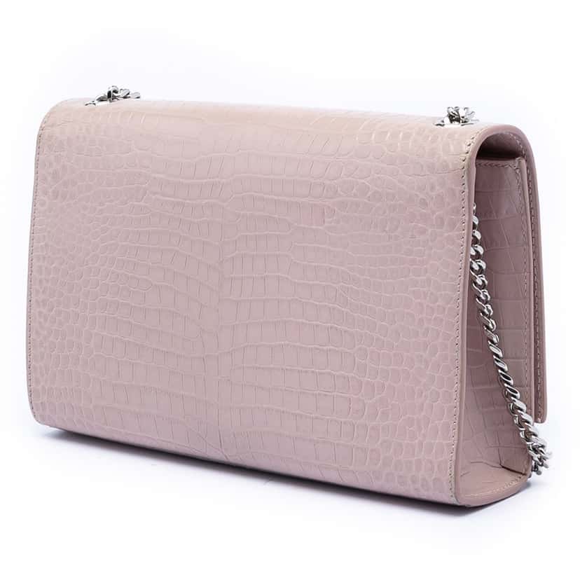Saint Laurent Medium Croc Embossed Leather Kate Tassel Crossbody Pink Leather Very good condition - Back View