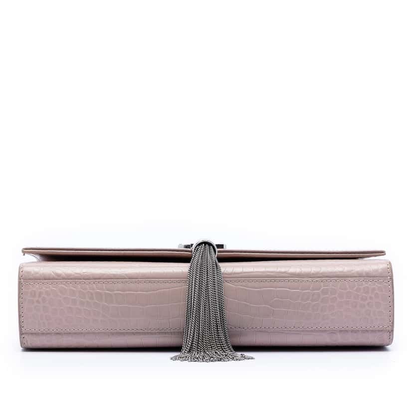 Saint Laurent Medium Croc Embossed Leather Kate Tassel Crossbody Pink Leather Very good condition - Inside View