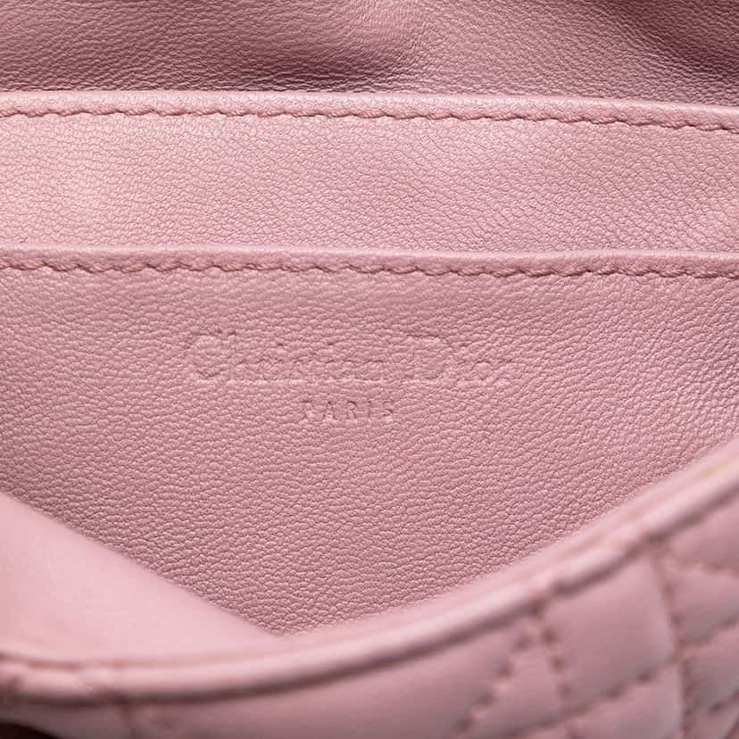 Dior Mini Lambskin Cannage Lady Dior Chain Crossbody Pink Leather Very good condition - Box View