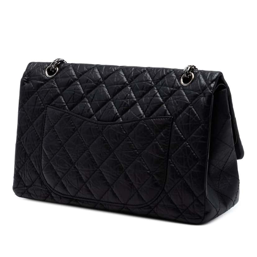 Chanel Quilted Aged Calfskin Reissue 2.55 Double Flap 227 Black Leather Very good condition - Back View