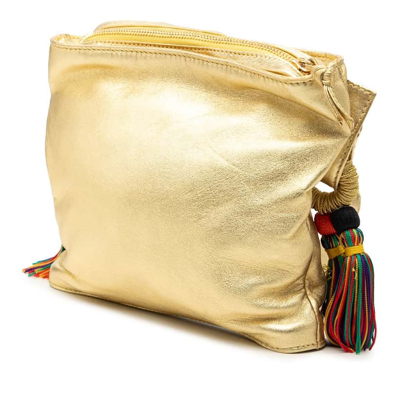 Loewe Nappa Flamenco Tassel Crossbody Gold Leather Very good condition - Back View