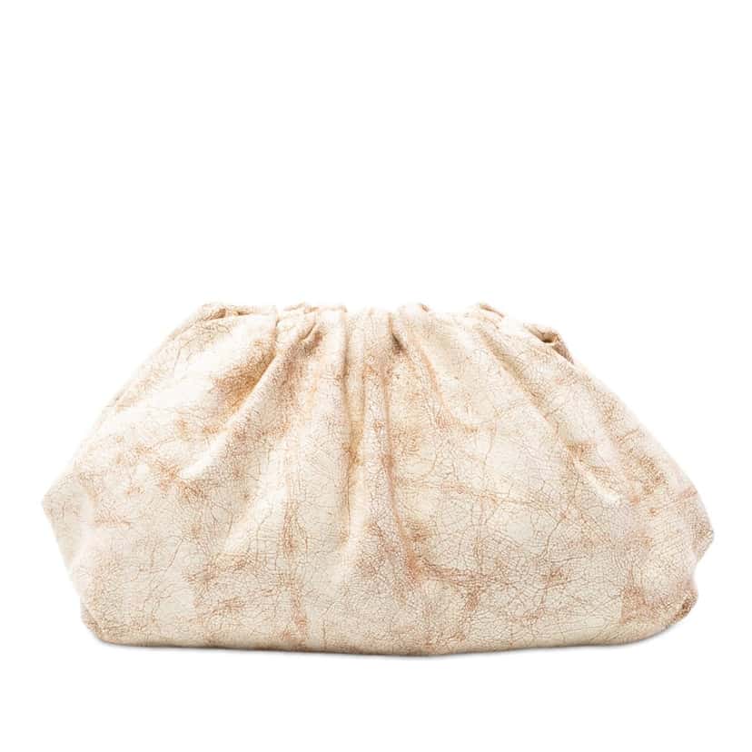 Bottega Veneta Crackled Calfskin The Pouch Beige Leather Very good condition - Front View