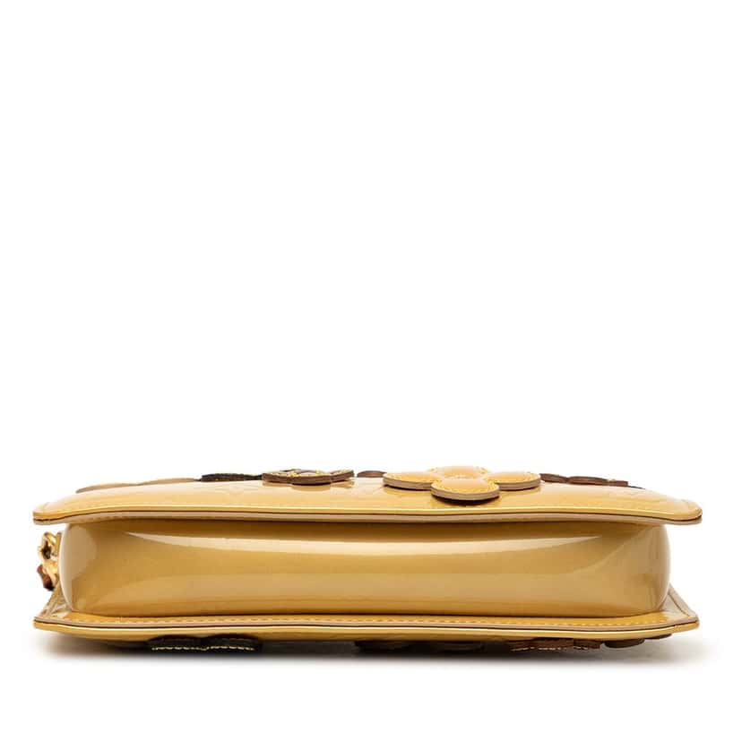 Louis Vuitton Monogram Vernis Pochette Lexington Fleurs Yellow Leather Good condition - Inside View