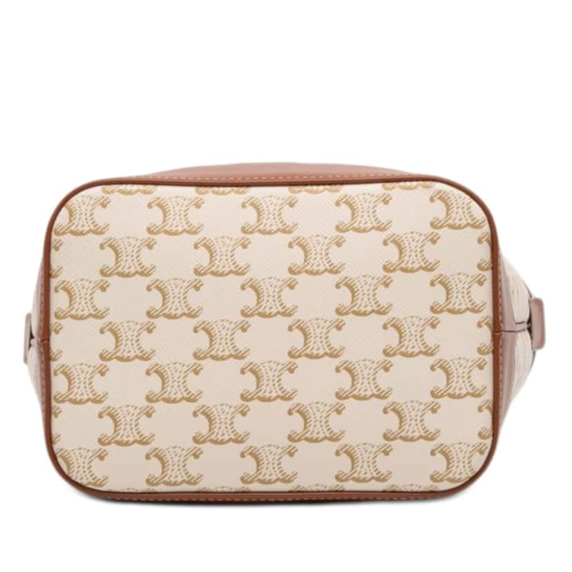 Celine Small Triomphe Coated Canvas Bucket Bag Beige Very good condition - Inside View