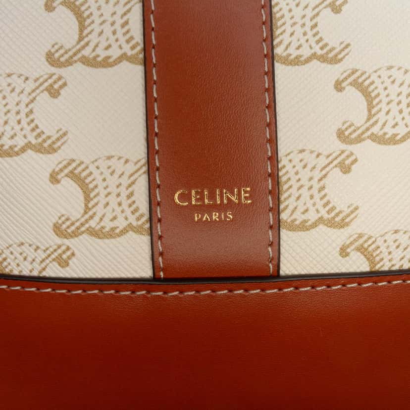 Celine Small Triomphe Coated Canvas Bucket Bag Beige Very good condition - Box View