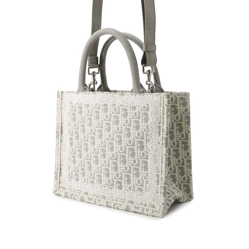 Dior Mini Oblique Embroidered Canvas Lace Book Tote Other Very good condition - Back View