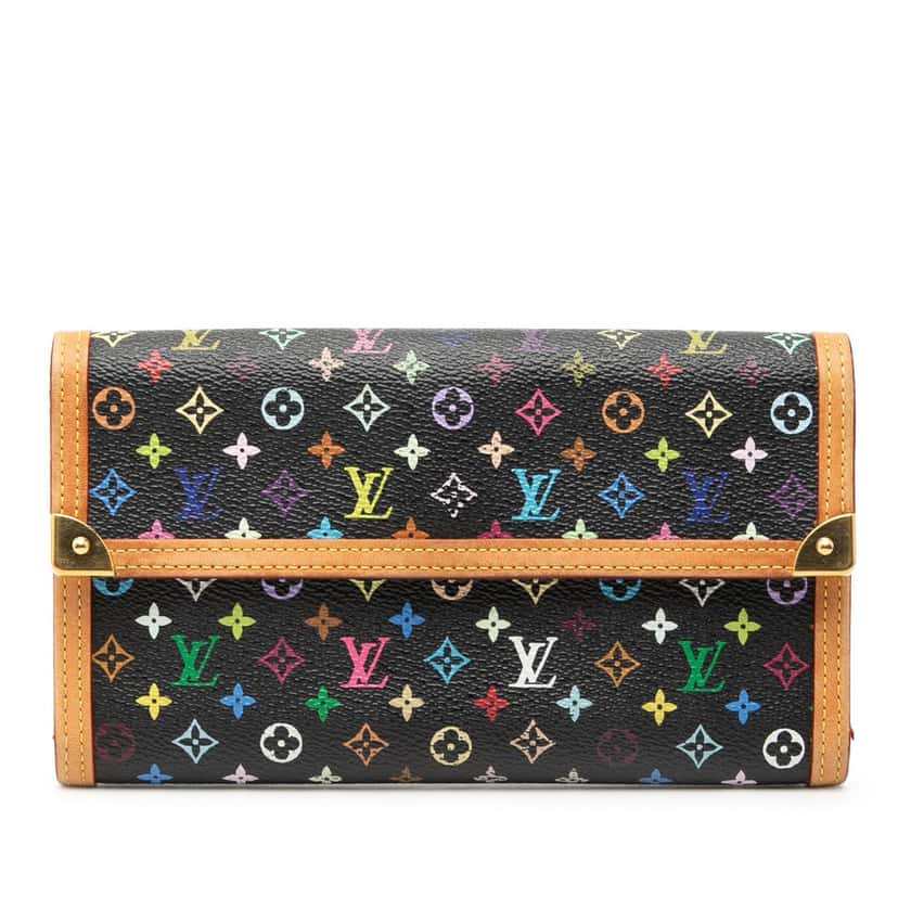 Louis Vuitton Monogram Multicolor Porte Tresor International Wallet Black Very good condition - Front View