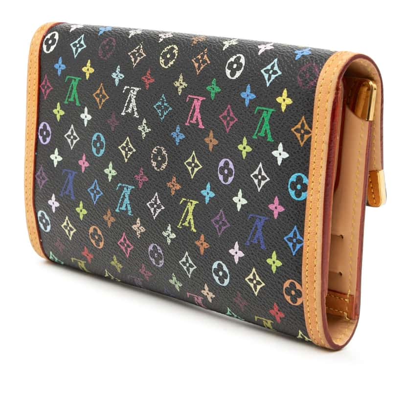 Louis Vuitton Monogram Multicolor Porte Tresor International Wallet Black Very good condition - Back View