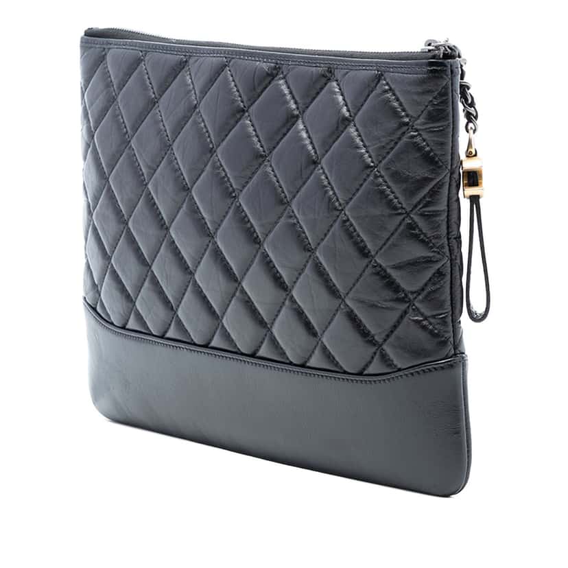 Chanel Medium Aged Calfskin Gabrielle O Case Clutch Black Leather Never worn, with tag - Back View