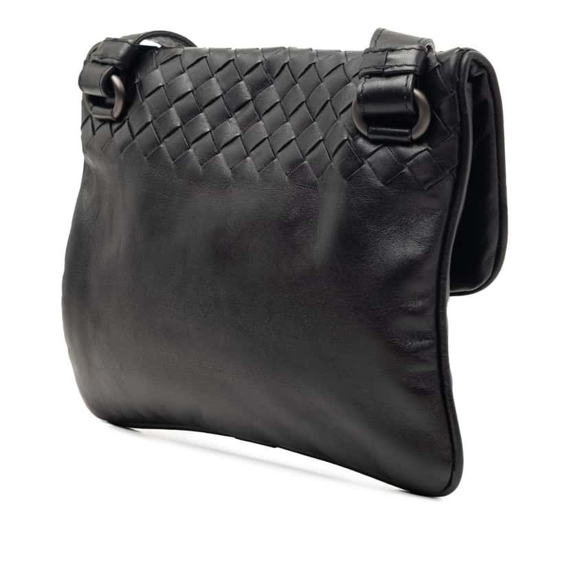 Bottega Veneta Intrecciato Trimmed Nappa Crossbody Black Leather Very good condition - Back View
