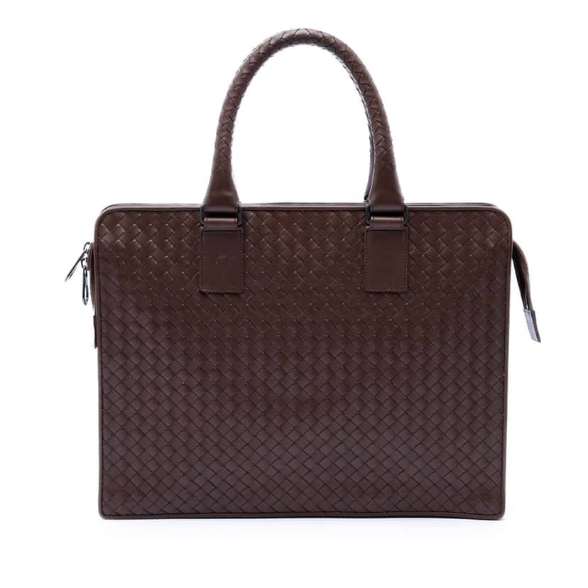 Bottega Veneta Nappa Intrecciato Business Bag Brown Leather Very good condition - Front View