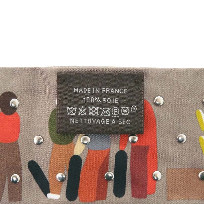 Hermès Figures Libres Studded Silk Twilly Scarf Brown Very good condition - Back View