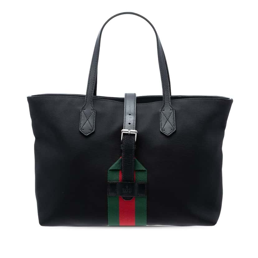 Gucci Techno Canvas Web Buckle Tote Black Very good condition - Front View