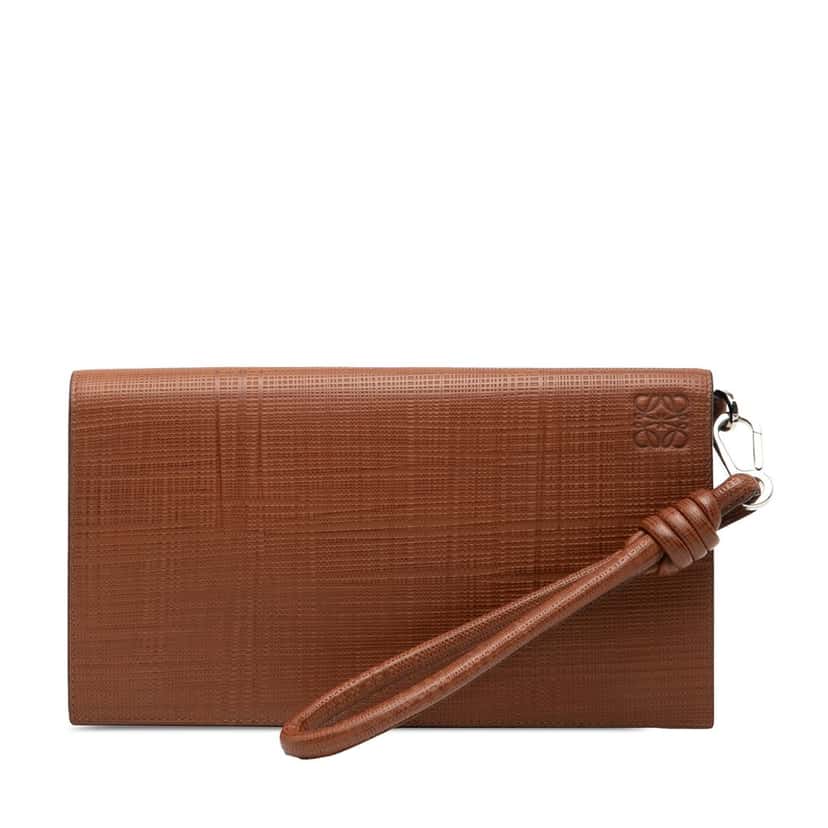 LOEWE Leather Anagram Horizontal Continental Wallet Brown Leather Very good condition - Front View