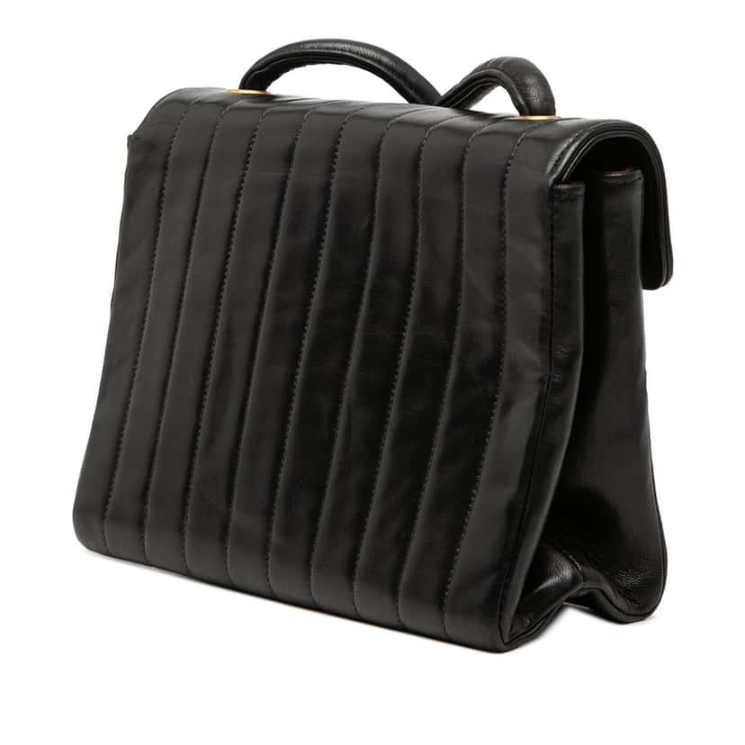 Chanel Small CC Vertical Quilted Lambskin Single Flap Black Leather Very good condition - Back View