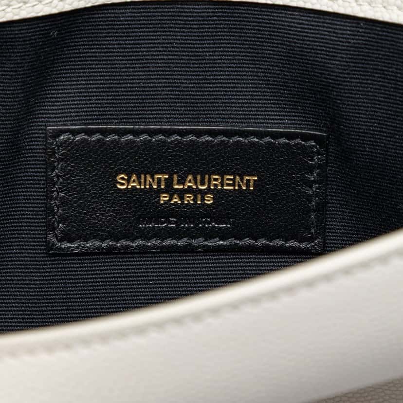 Saint Laurent Grain De Poudre Uptown Pouch White Leather Very good condition - Box View